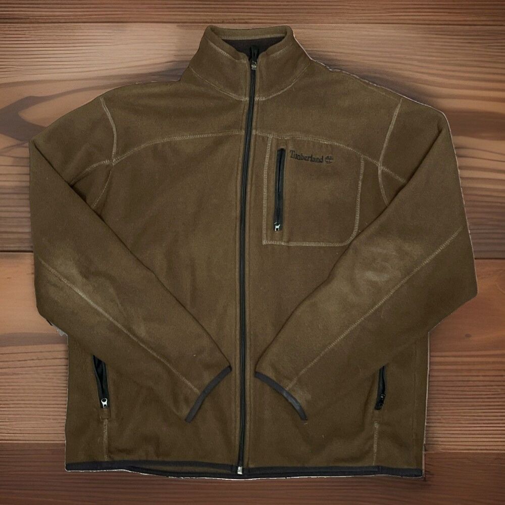 Timberland Jacket Mens Large Brown Fleece Full Zip Outdoor